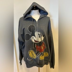 Gray Vintage Mickey Mouse Hoodie in XL